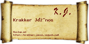 Krakker János névjegykártya